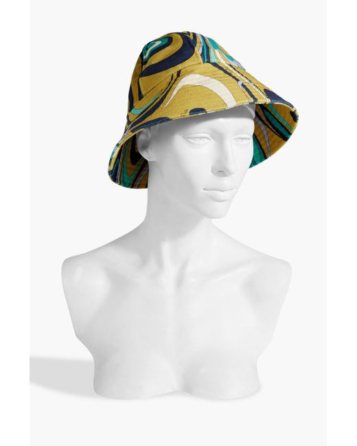 Emilio Pucci Yellow Printed Velvet Bucket Hat