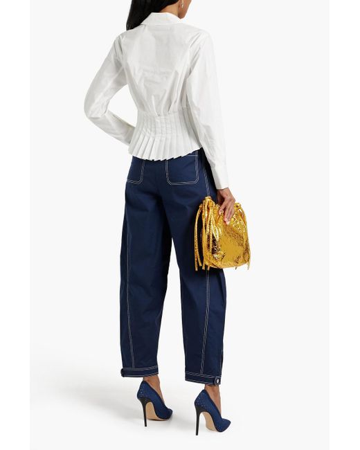 Jonathan Simkhai Blue Kairi Cotton-blend Canvas Tapered Pants