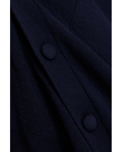 Officine Generale Blue Murray Argyle Merino Wool Cardigan for men