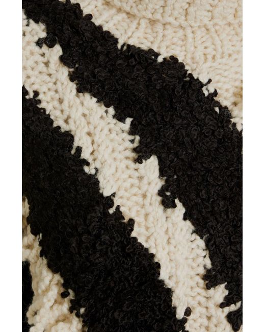 Zimmermann Black Striped Bouclé-knit Wool-blend Turtleneck Sweater
