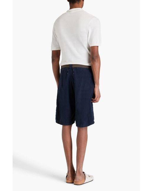 Maison Margiela Blue Belted Linen Shorts for men