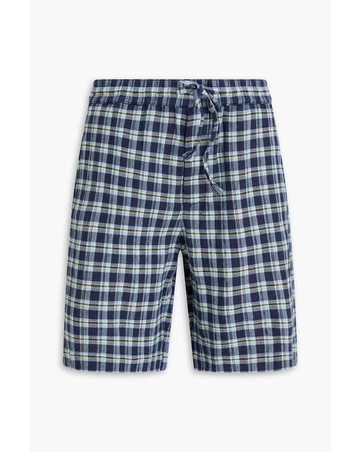 The Elder Statesman Blue Checked Cotton Shorts for men