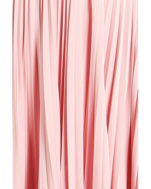 Maje Pink Cutout Pleated Crepe Maxi Dress
