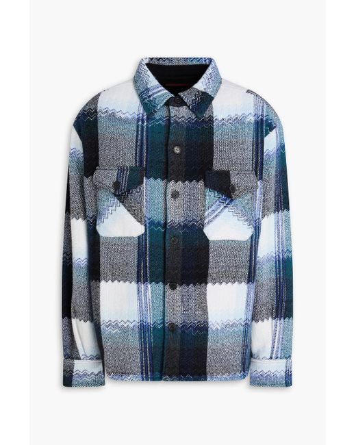 Missoni Blue Checked Wool Overshirt for men