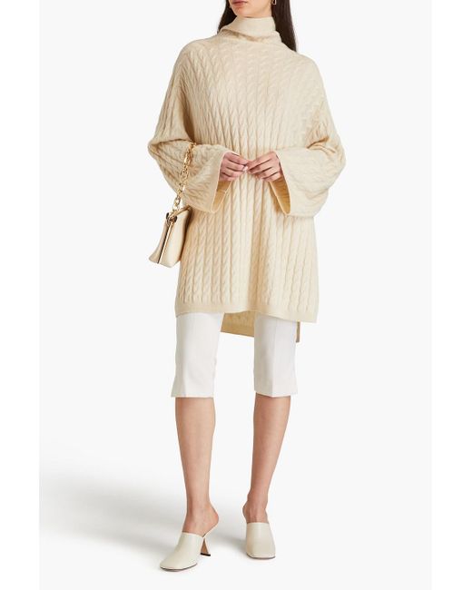 Totême  Natural Oversized-rollkragenpullover aus einer woll-kaschmirmischung mit zopfstrickmuster