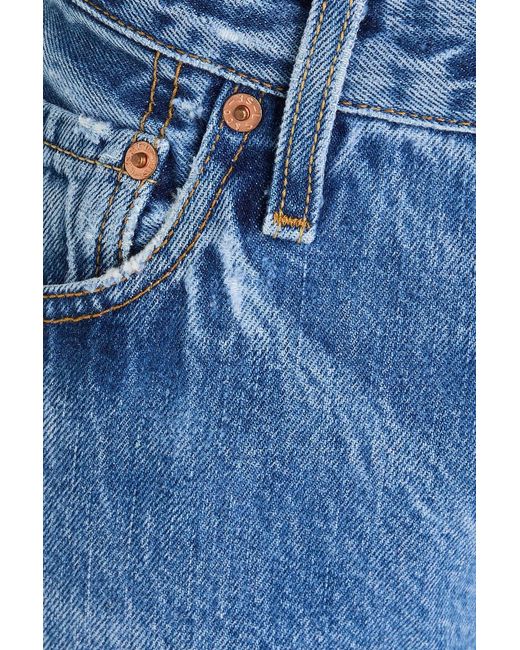 Re/done Blue Distressed High-rise Straight-leg Jeans