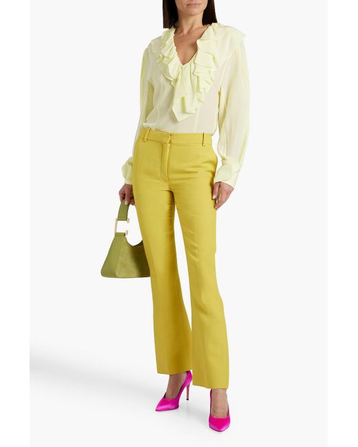 Victoria Beckham Yellow Bluse aus seiden-crêpe mit rüschen und cut-outs