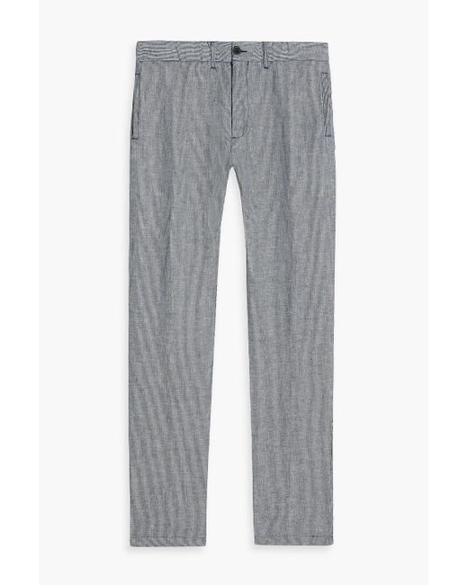 120% Lino Gray Pinstriped Linen Pants for men
