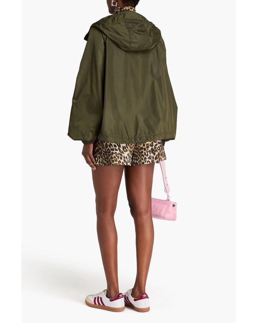Ganni Green Shell Hooded Jacket
