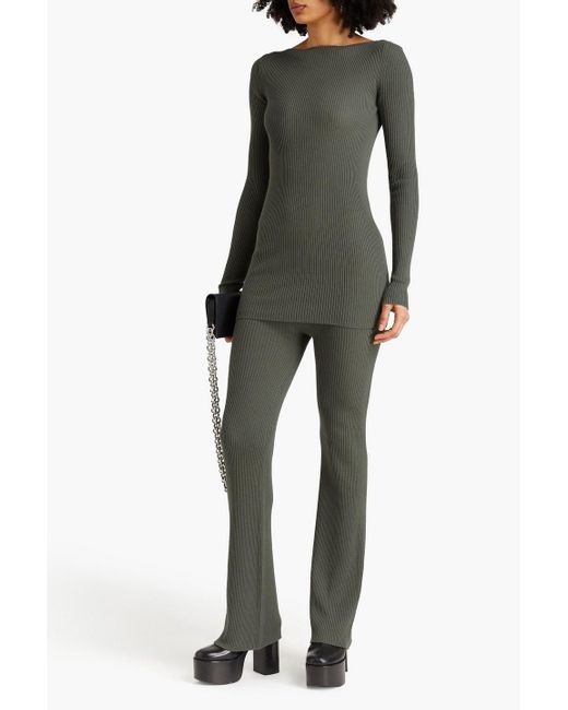 Rick Owens Gray Cutout Ribbed Cashmere Sweater