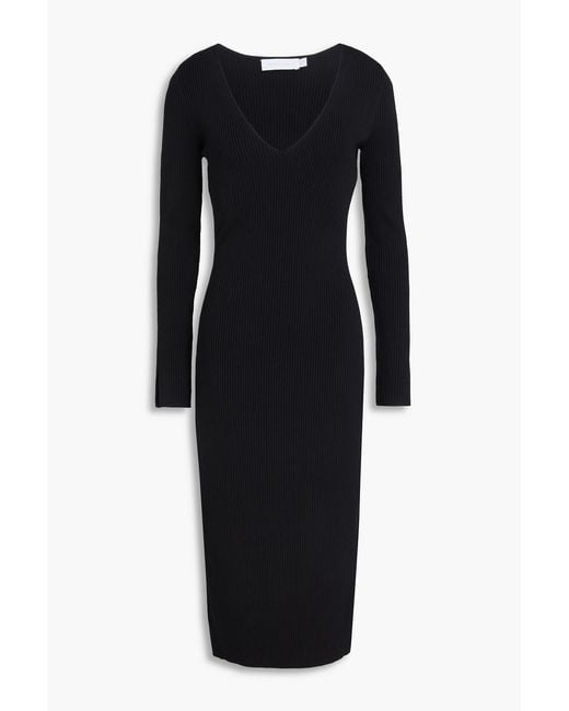 Jonathan Simkhai Black Ribbed-Knit Midi Dress