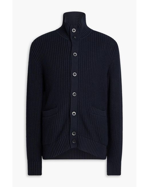 Frescobol Carioca Blue Claudio Ribbed Cotton And Cashmere-Blend Cardigan for men
