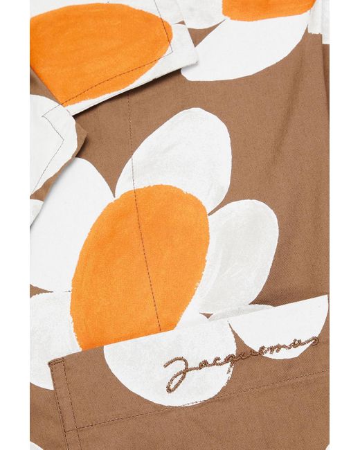 Jacquemus Duci pullover aus gerippter chenille mit polokragen in Orange für Herren