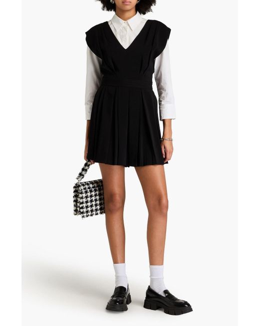Sandro Black Pleated Crepe Playsuit
