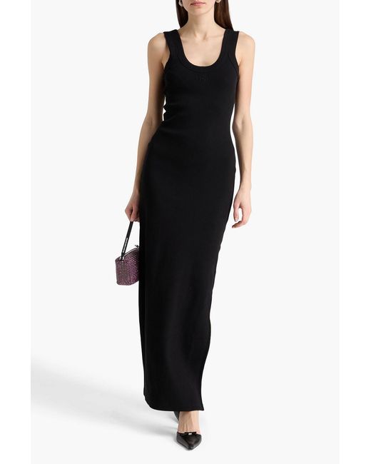 T By Alexander Wang Black Cotton-Blend Jersey Maxi Dress