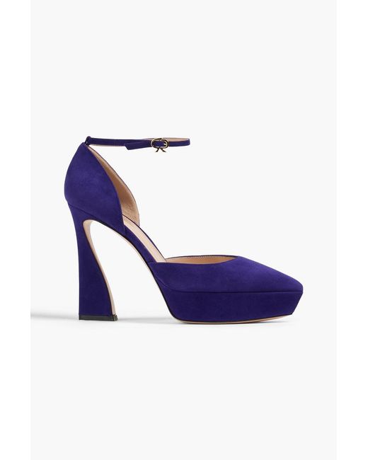 Gianvito Rossi Blue Vertigo Suede Platform Pumps