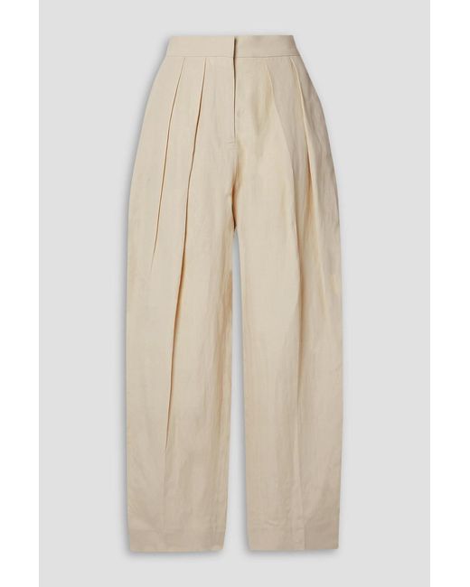 Stella McCartney Natural Pleated Woven Straight-leg Pants