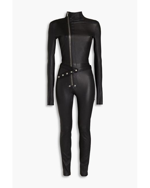 Rick Owens Gary Belted Leather Jumpsuit in Black | Lyst Canada