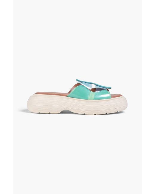 Rejina Pyo Blue Reese Cutout Leather And Tpu Platform Slides