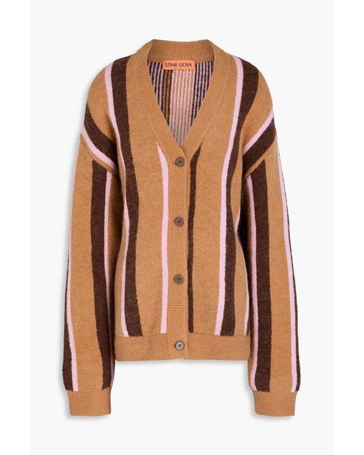 Stine Goya Brown Striped Jacquard-knit Cardigan