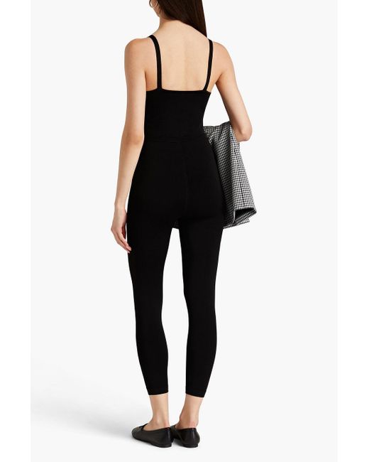 Sandro Black Cropped Cutout Twisted Knitted Jumpsuit