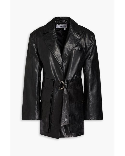 REMAIN Birger Christensen Black Belted Leather Jacket