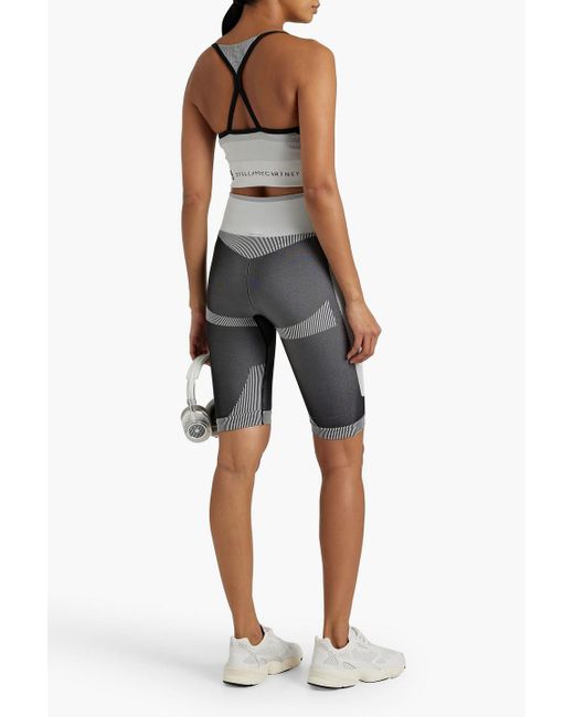 Adidas By Stella McCartney Gray Printed Stretch-jersey Cycling Shorts