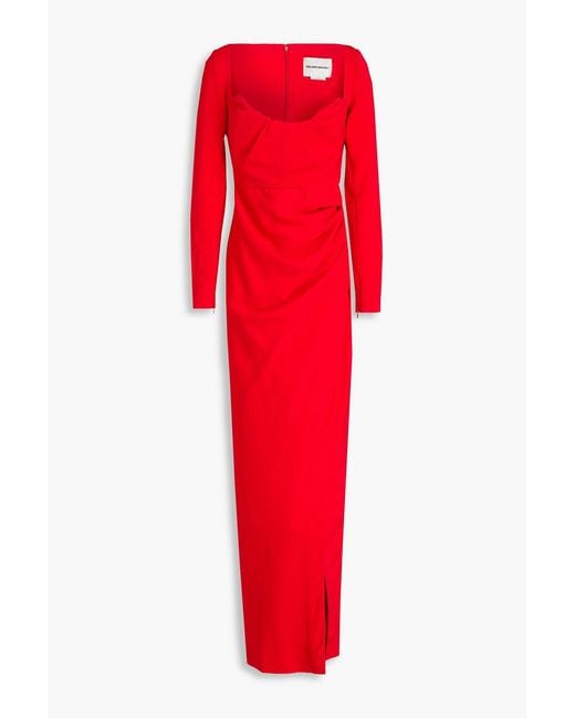 Roland Mouret Red Draped Cady Maxi Dress