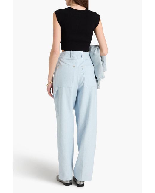Sandro Blue High-rise Barrel-leg Jeans