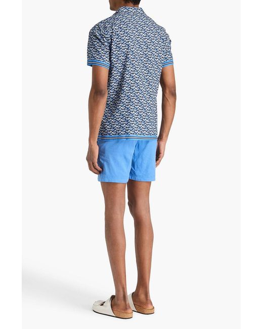 Orlebar Brown Blue Hibbert Floral-Print Piqué Shirt for men
