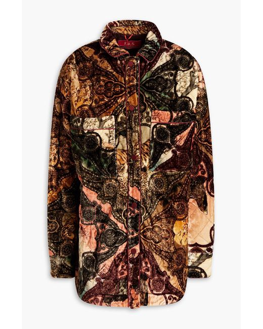 F.R.S For Restless Sleepers Brown Quilted Paisley-print Velvet Jacket
