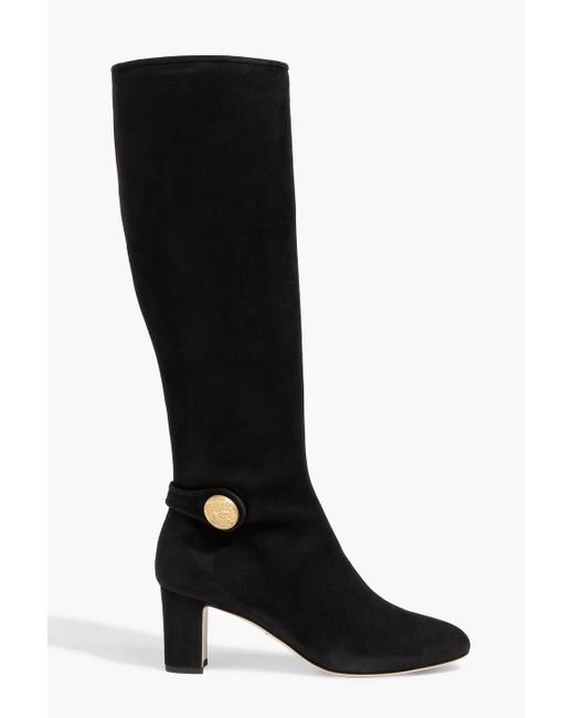 Dolce & Gabbana Black Button-detailed Suede Knee Boots