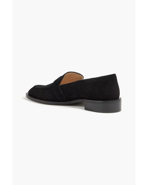 Stuart Weitzman Black Piper Embellished Suede Loafers