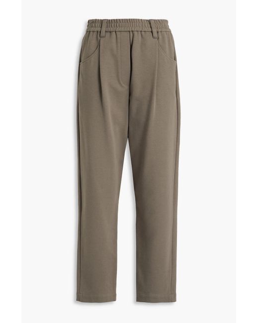 Brunello Cucinelli Natural Cotton-blend Jersey Tapered Pants