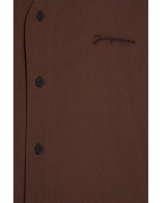 Jacquemus Brown Embroidered Cotton-poplin Shirt for men
