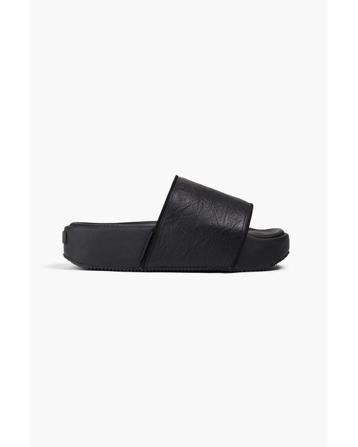 Y-3 Black Leather Platform Slides for men