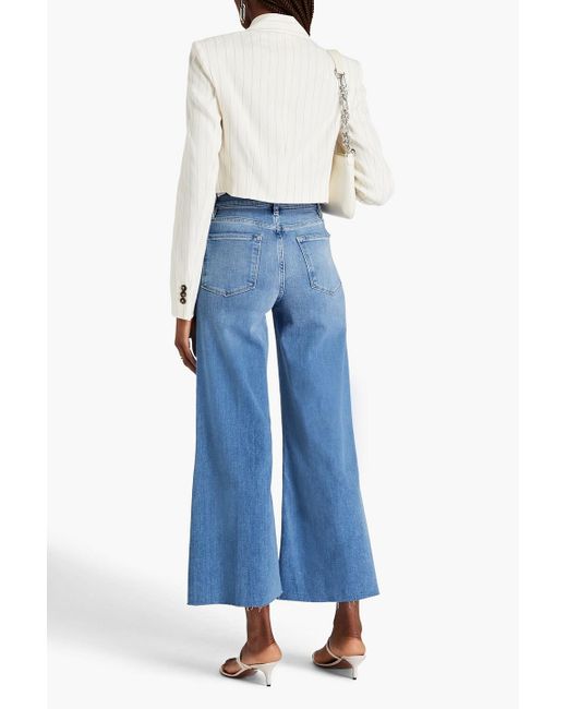 FRAME Blue Le Palazzo Faded High-rise Wide-leg Jeans