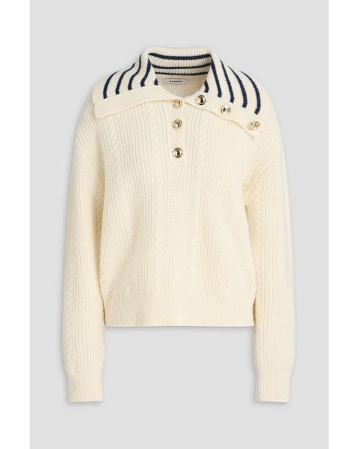 Sandro Natural Pullover aus einer wollmischung mit polokragen und zopfstrickmuster