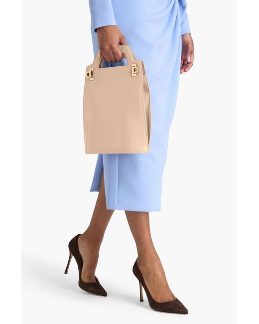 Ferragamo Natural Wanda North-South Patent-Leather Tote