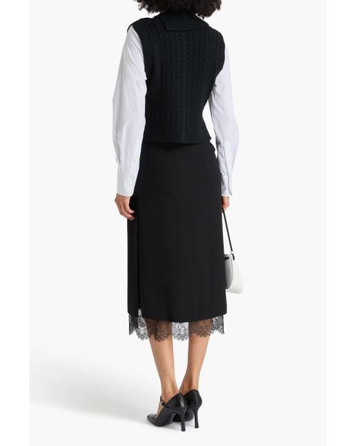 Jonathan Simkhai Black Rollkragenpullover "linnea" aus popeline aus einer baumwollmischung mit zopfstrickmuster