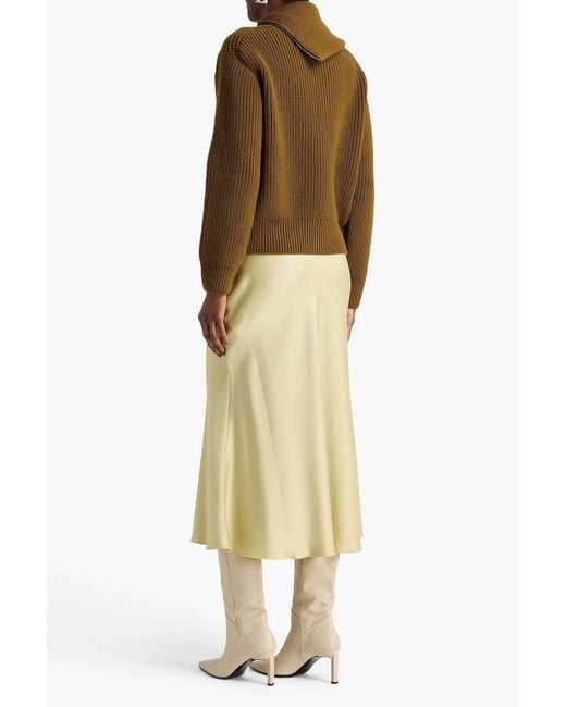Dries Van Noten Brown Ribbed Wool Turtleneck Sweater