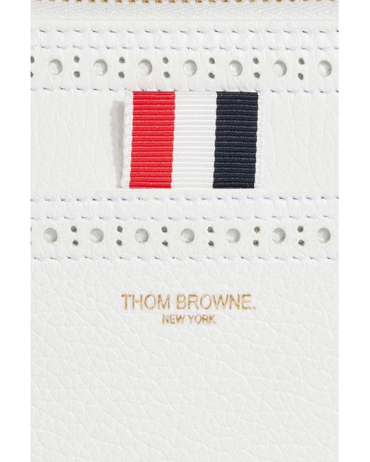 Thom Browne White Perforated Pebbled-leather Wallet