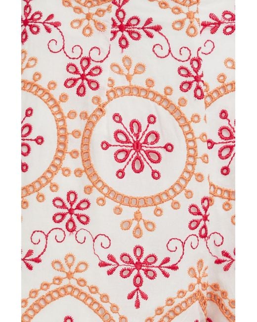 Charo Ruiz Red Brigid Broderie Anglaise Cotton-Blend Wide-Leg Pants