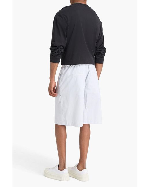 Jil Sander White Pinstriped Cotton Shorts for men
