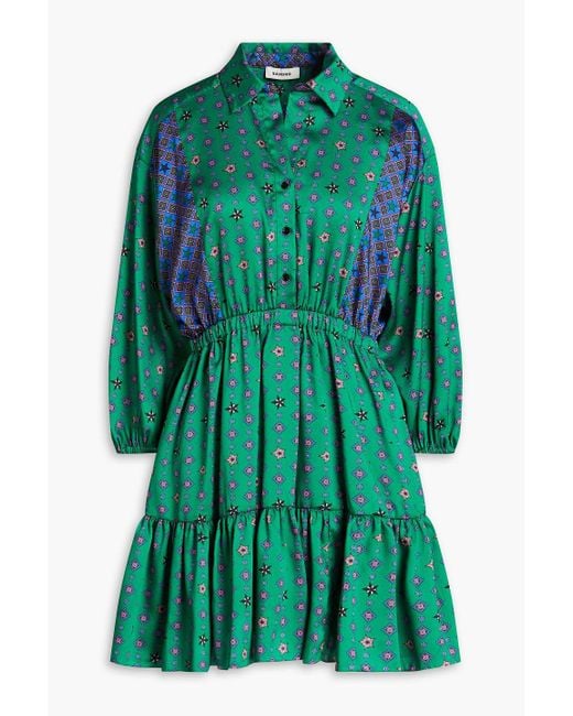 Sandro Green Minikleid aus glänzendem twill mit print