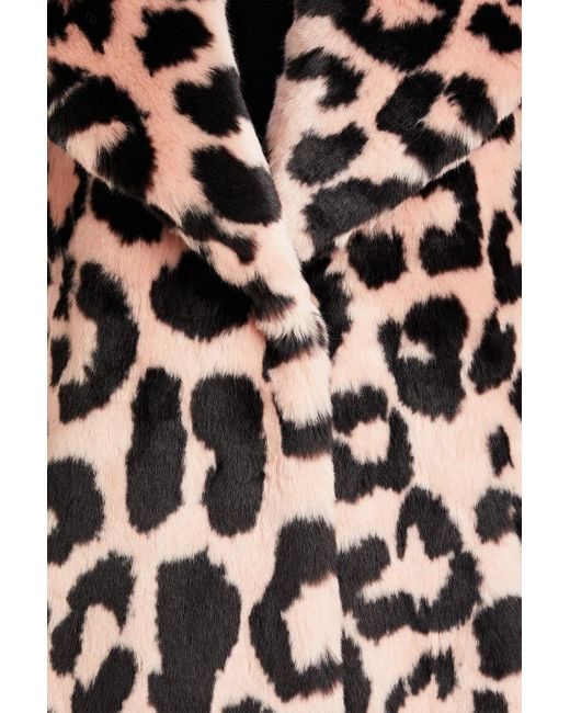 Jakke Pink Katie Leopard-print Faux Fur Coat