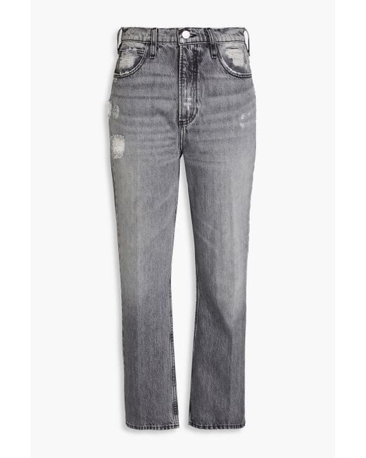 FRAME Gray Le high n tight hoch sitzende cropped bootcut-jeans in distressed-optik