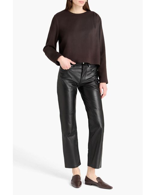 Officine Generale Black Francky Wool And Cashmere-blend Flannel Top