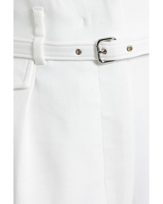 RED Valentino White Belted Stretch Cotton-blend Twill Tapered Pants