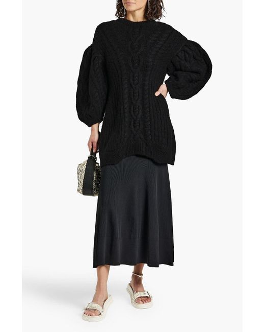 Simone Rocha Black Cable-knit Alpaca-blend Sweater